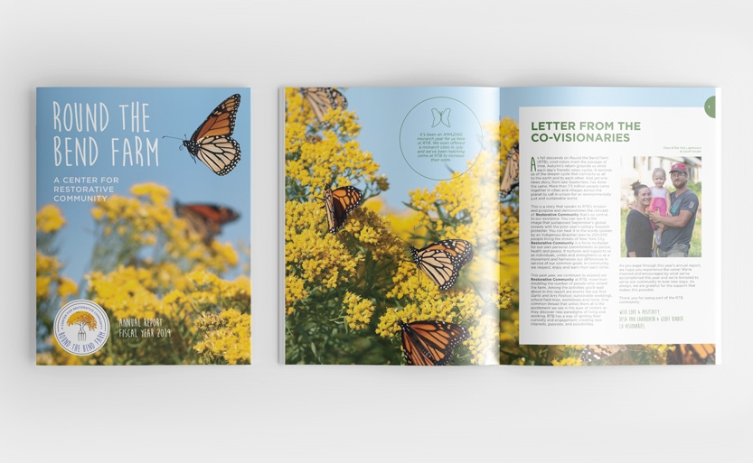 Annual Report cover and inside spread