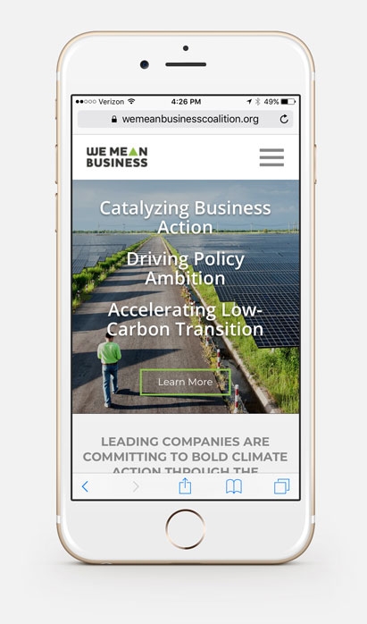 We Mean Business website mobile