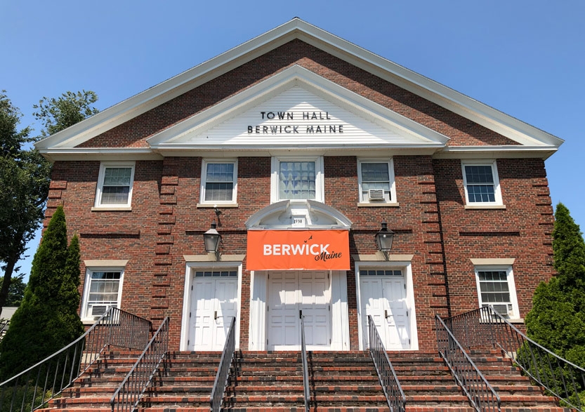 Berwick Maine banner on the Town Hall