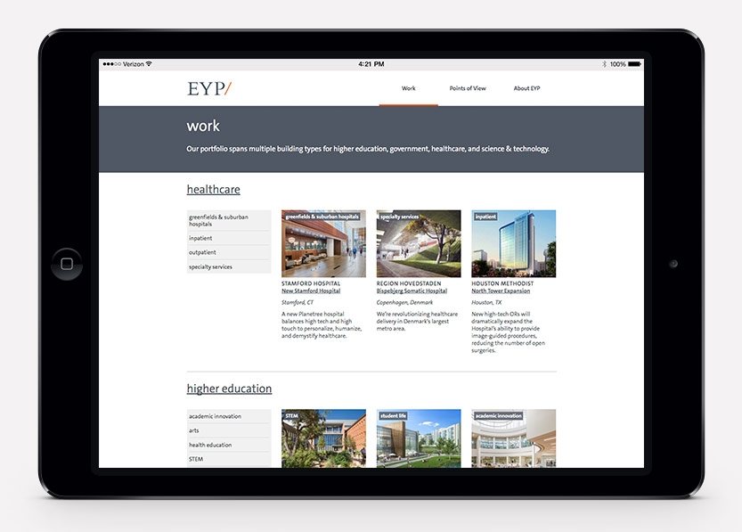 EYP Website iPad