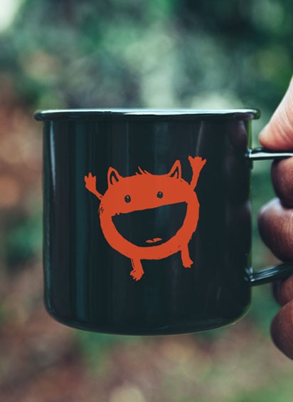 Logo icon on a camp mug