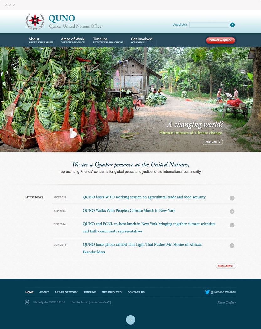 QUNO website home page design