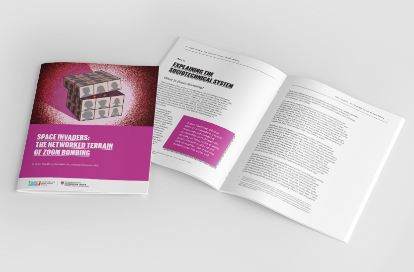 Zoom bombing whitepaper cover and interior spread