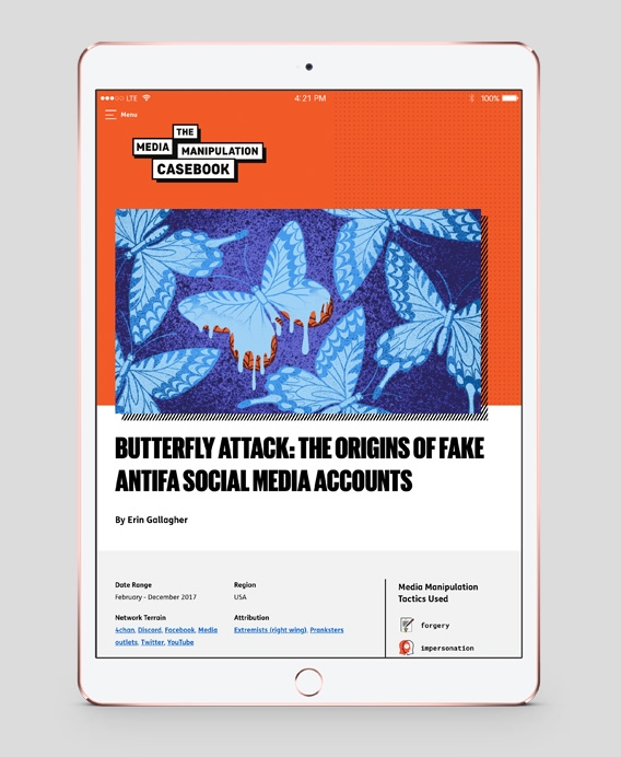Media Manipulation Casebook website on iPad